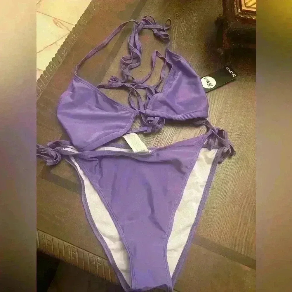 Boohoo NWT Basic Triangle Bikini Size 12 - Picture 6 of 7